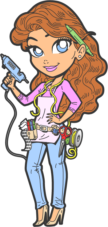 Lady holding various craft items